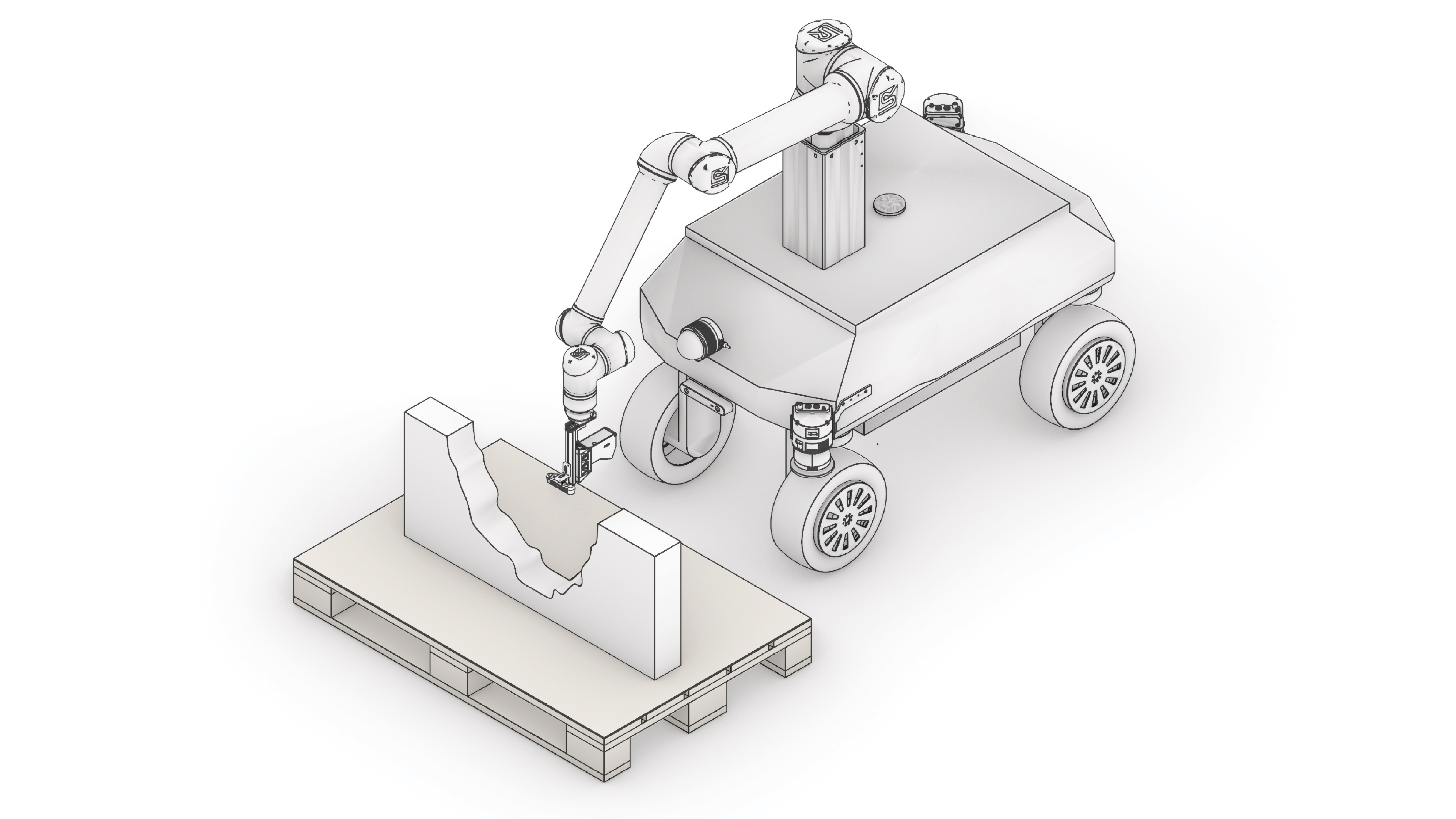 Driving the mobile-robot to the building element.